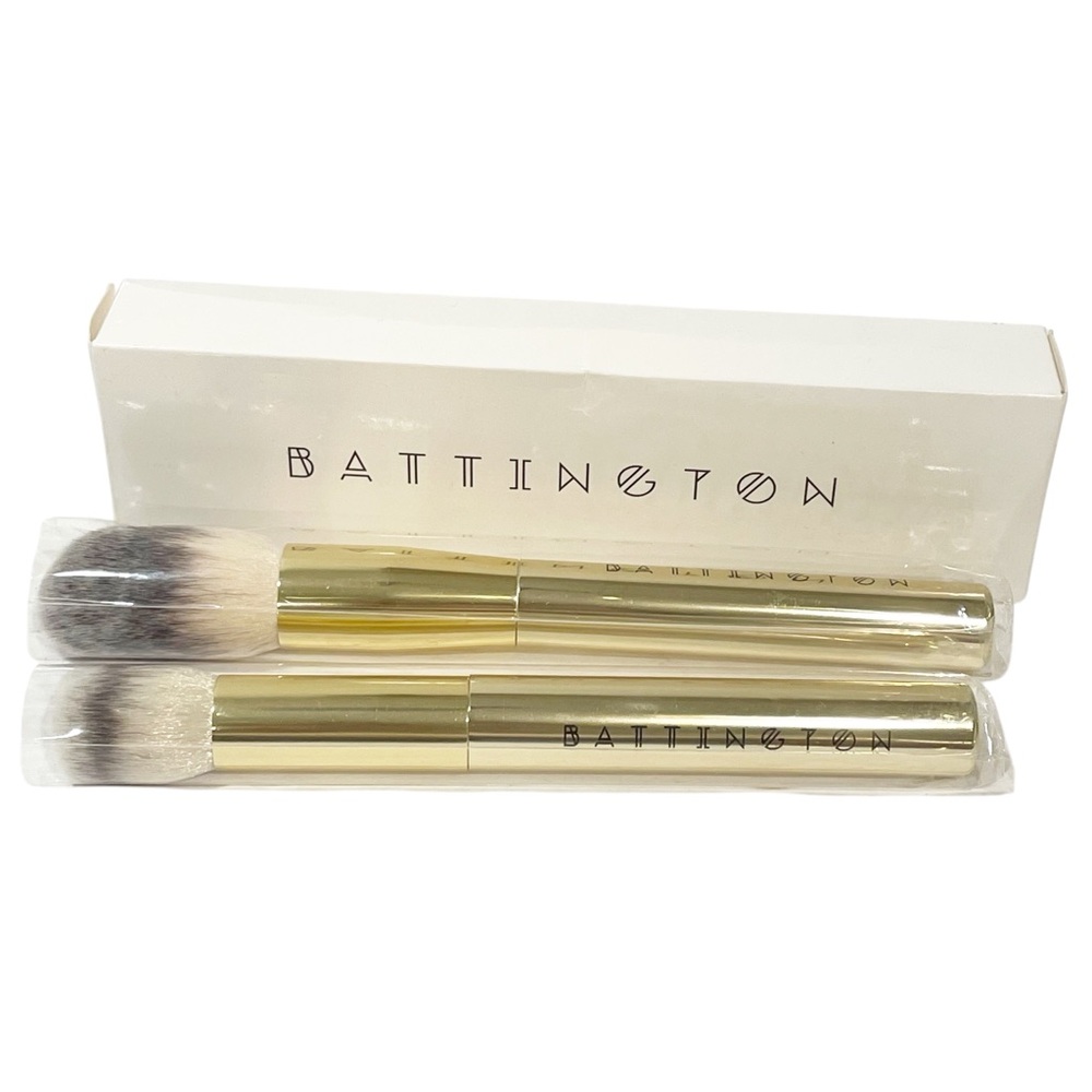 Battington Brushes Gold Contour/Foundation And Powder Brush Set NEW